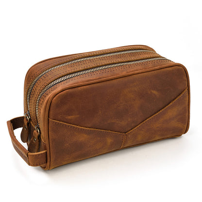 Bolso de mano de piel Crazy Horse Skin Wash Bag de gran capacidad