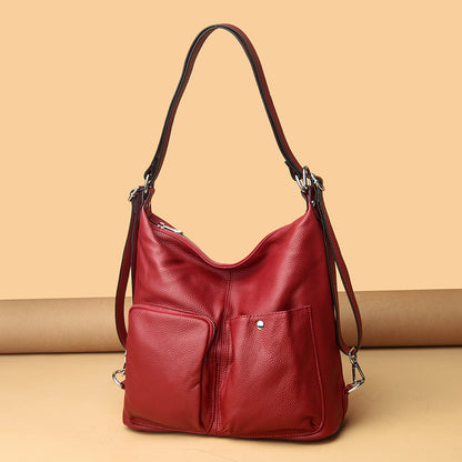 Bolso de hombro para mujer de gran capacidad con diseño de lichi, de piel suave