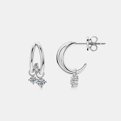 Boucles d'oreilles créoles en argent sterling 925 avec moissanite