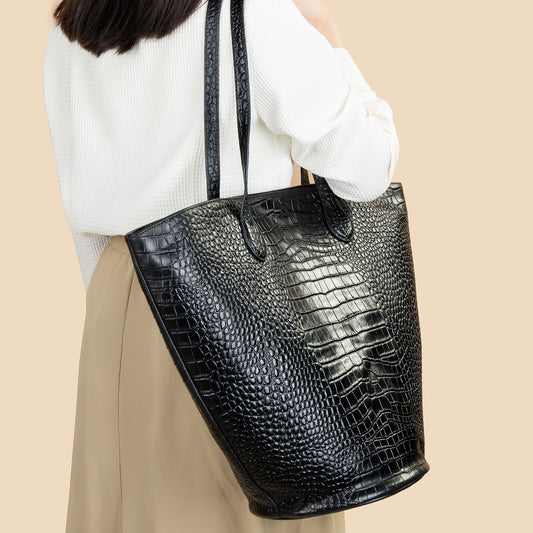 Sac fourre-tout pour femme à motif crocodile, grande capacité, cylindre Advanced Sense