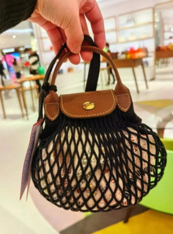 Sac à main messager à bandoulière en mini panier tissé pour femme