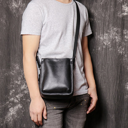 Sac à bandoulière en cuir pour homme Sac à bandoulière multicouche en cuir de vache