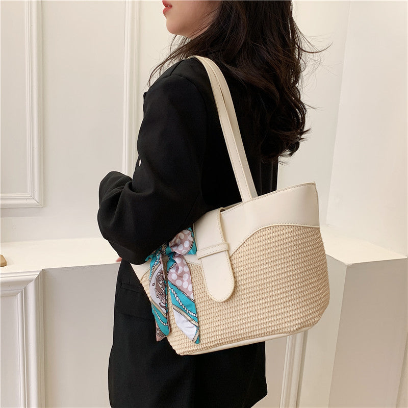 Sac à bandoulière simple en soie avec nœud pour femme