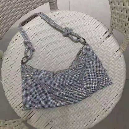 Bolso de hombro con lentejuelas y diamantes de imitación hecho a mano para mujer