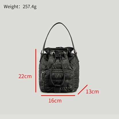 Sac seau rétro en coton et nylon pour femme