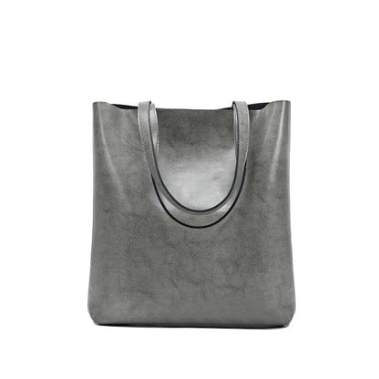 Bolso de piel de vaca para mujer, elegante y sencillo