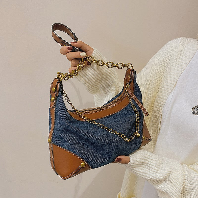 Sac à main à bandoulière en denim polyvalent et tendance