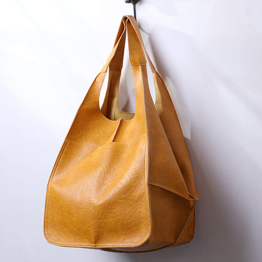 Simple Big Bag Soft Leather Large Capacity Shoulder Hand-held Tote