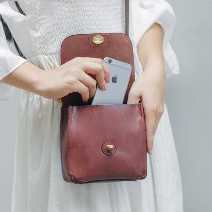 Sac messager pour femme en cuir squelette rétro à bandoulière