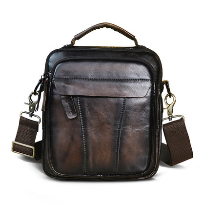 Crazy Horse Leather Retro Men's 8-inch One-shoulder Diagonal Bag