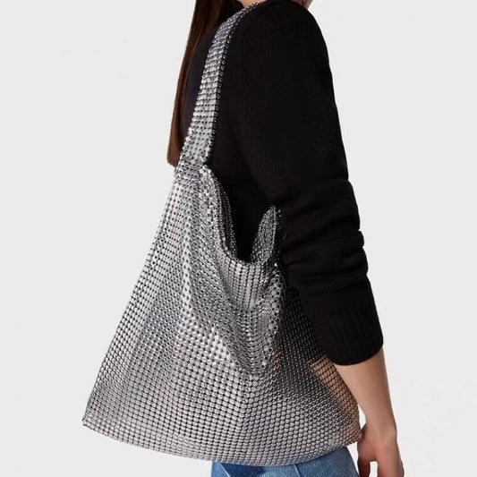 Bolso de aluminio con diamantes de imitación para mujer de la marca Fashion Minority