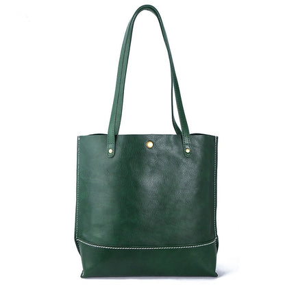 Bolso de mano de piel de vaca de capa superior, bolso de hombro informal coreano de gran capacidad para mujer