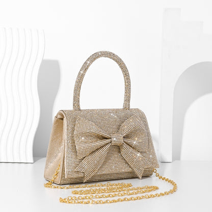 New Light Luxury Full Diamond Bow Handbag