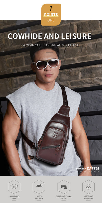 Bolso bandolera de piel auténtica de gran capacidad y alta calidad para hombre de Bull Captain