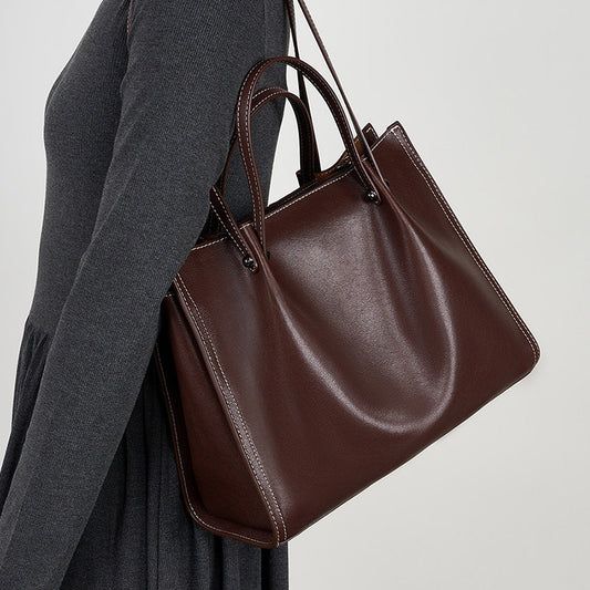 Sac à bandoulière en cuir véritable pour femme, grande capacité, de haute qualité, portable, automne et hiver