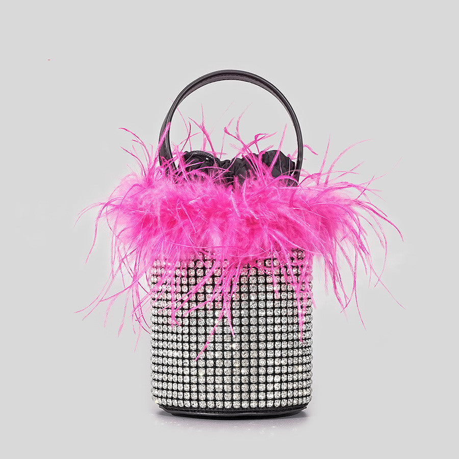 Sac seau en peluche pour femme Bling Hot Drilling