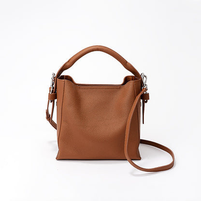 Sac seau tendance en cuir de vachette avec couche supérieure pour femme