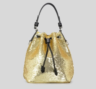 Bolso tipo cubo con lentejuelas brillantes para mujer, estilo retro, elegante, con lentejuelas