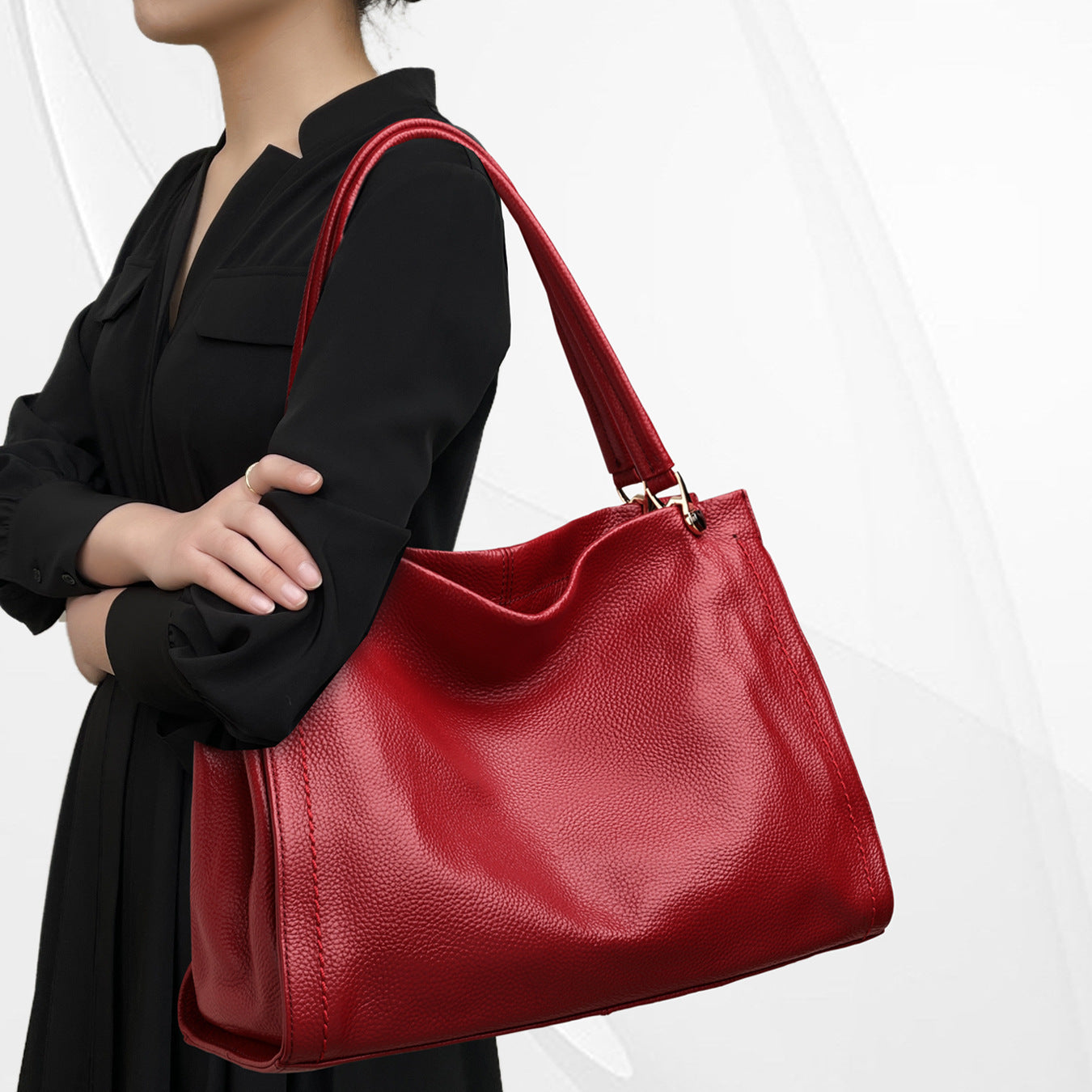 Sac à bandoulière simple en cuir de vachette pour femme