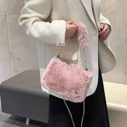 Pearl Chain Plush Bag Female Ins Korean Style