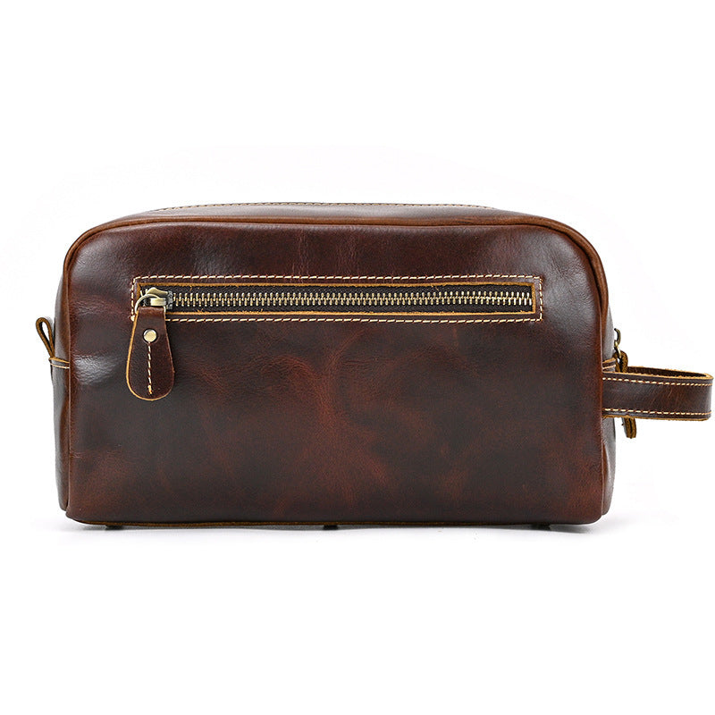 Bolso de mano de piel Crazy Horse Skin Wash Bag de gran capacidad