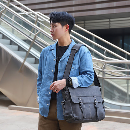 Sac à bandoulière décontracté en cuir PU tendance rétro pour homme