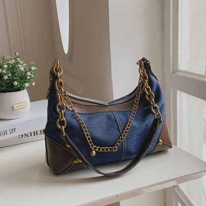 Sac à main à bandoulière en denim polyvalent et tendance