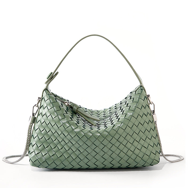 Niche Authentic Leather Weave Dumpling Bag