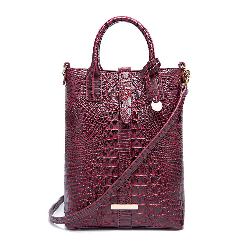 Sac à bandoulière rétro multicolore à motif crocodile concave-convexe pour femme