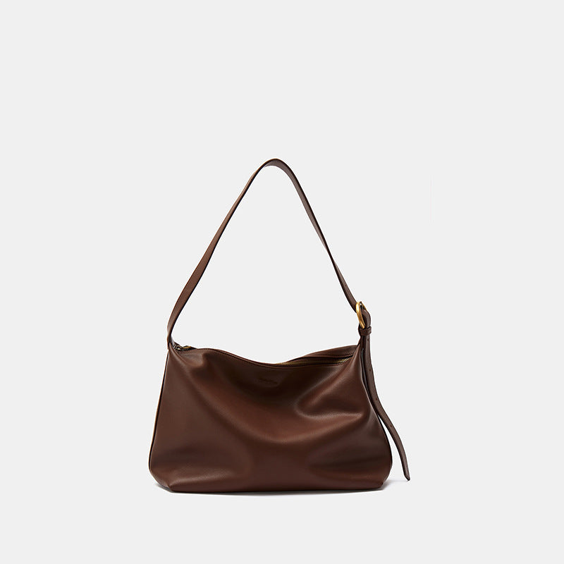 Sac à bandoulière grande capacité en cuir véritable pour femme