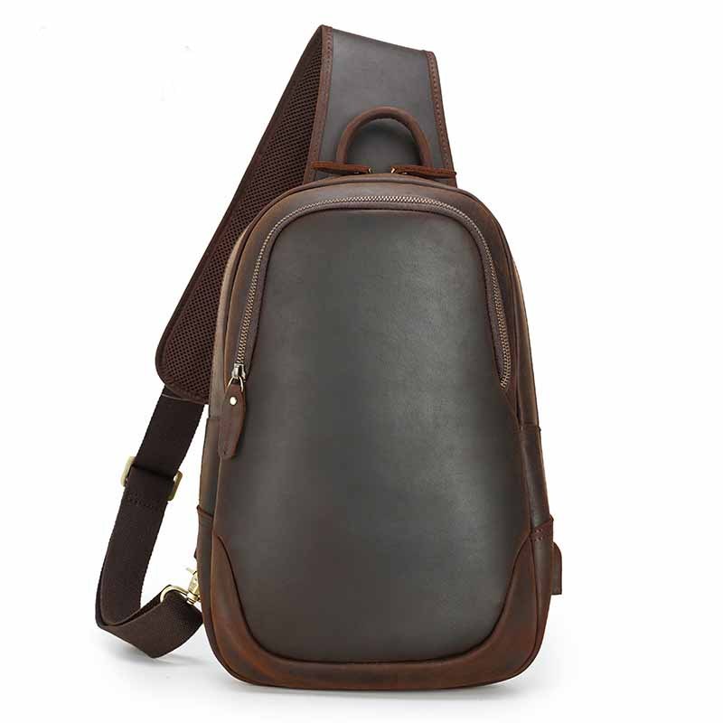 Sac de poitrine en cuir décontracté vintage pour homme