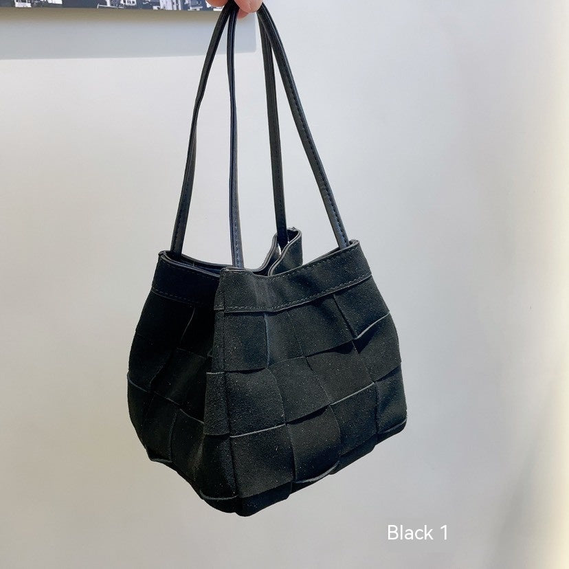 Bolso de hombro portátil de tejido vintage de piel de vaca para mujer, otoño e invierno