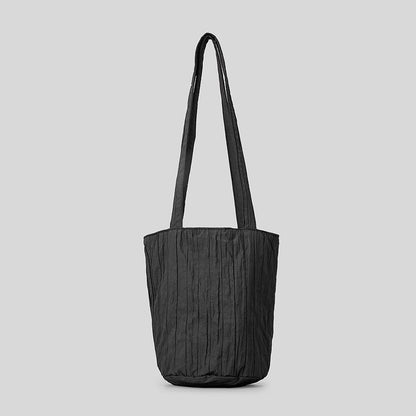 Sac seau plissé à rayures verticales simples pour femmes