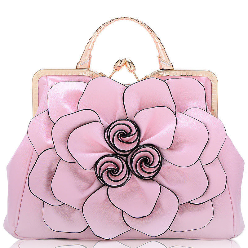 Rose Flower Women Tote Solid Color Shoulder Bag