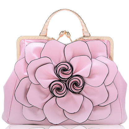 Rose Flower Women Tote Solid Color Shoulder Bag