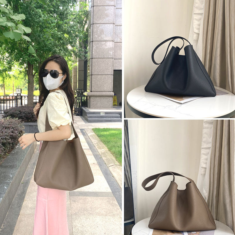 Sac seau en cuir véritable simple et tendance pour femme, grande capacité