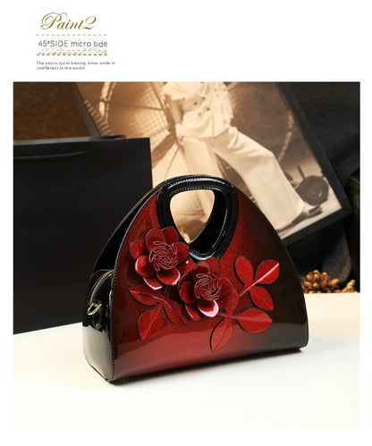 Personalized Flower Dumpling Niche Handbag Versatile Patent Leather Messenger Bag