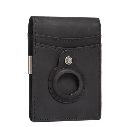 Porte-cartes en cuir avec clip pour pièces de monnaie RFID pour hommes