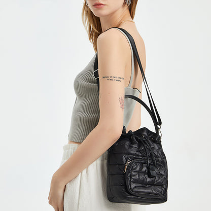 Sac seau rétro en coton et nylon pour femme