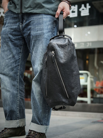 Bolsa deportiva de cuero con gran capacidad para hombre