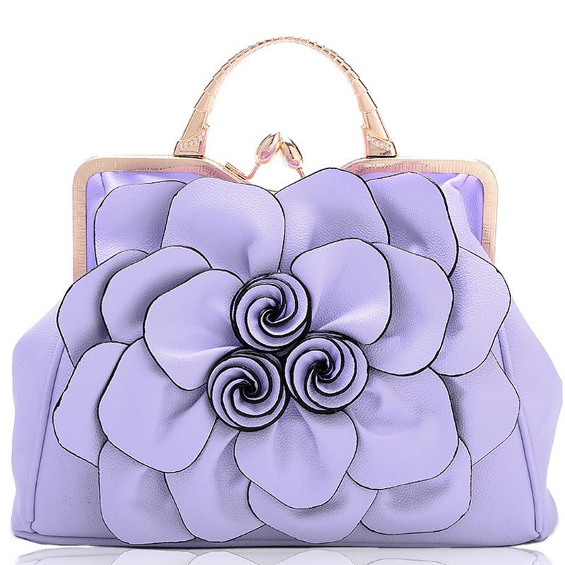 Rose Flower Women Tote Solid Color Shoulder Bag