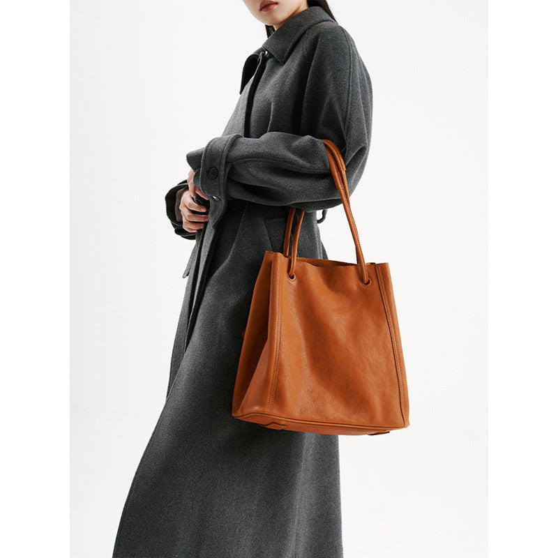 Sac seau en cuir souple pour femme en cuir véritable à bandoulière