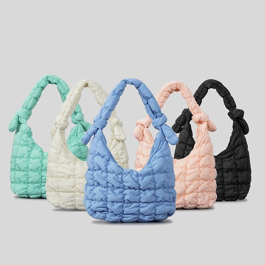 Sac à main plissé simple à texture bulle matelassée pour femme