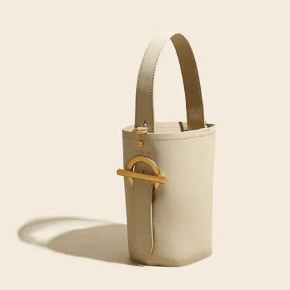 Sac seau portable à bandoulière unique en cuir véritable pour femme